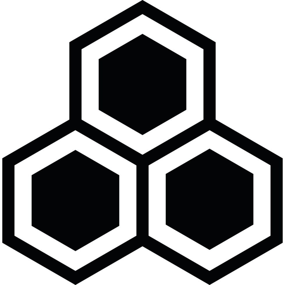 A black hexagon logo icon isolated png