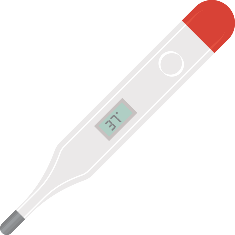 A thermometer with a red tip icon isolated png