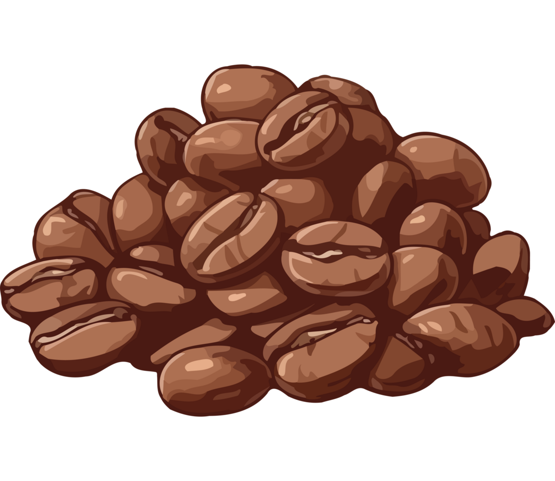 Fresh coffee bean illustration on nature backdrop icon isolated png