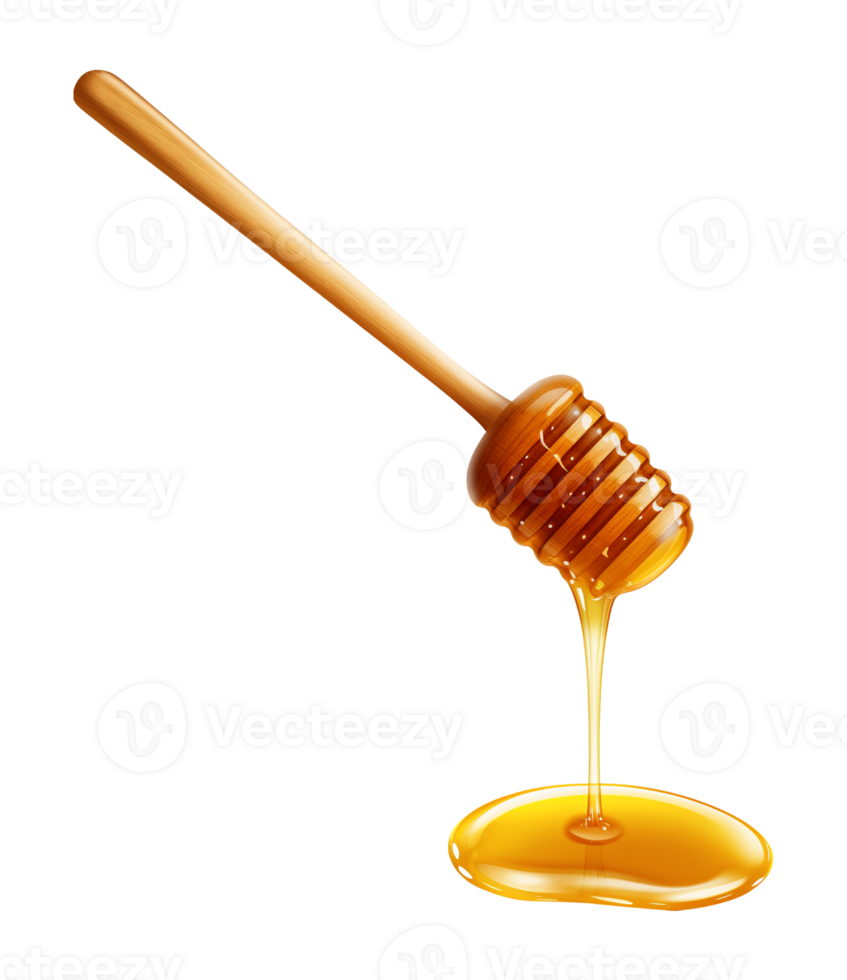 Honey Dipper with Dripping Honey Isolated on Transparent Background png