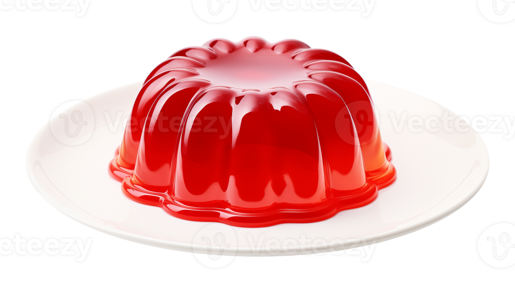 Red Jelly on Plate Isolated on Transparent Background png