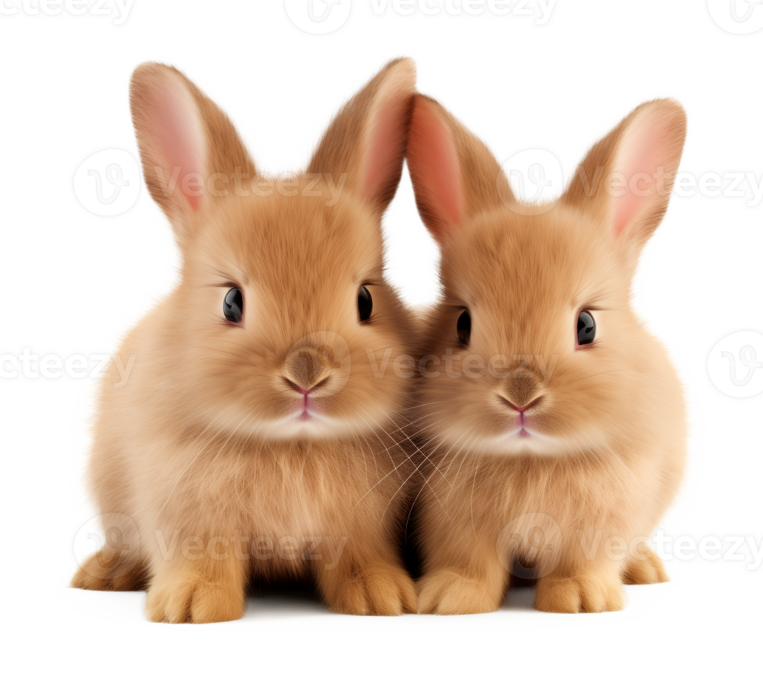 Cute Brown Bunny Rabbit Couple Isolated on Transparent Background png