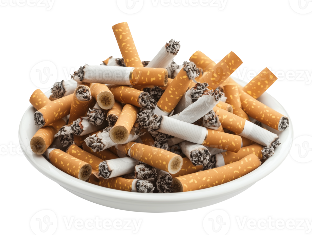 Cigarette Butts on Ashtray Isolated on Transparent Background png