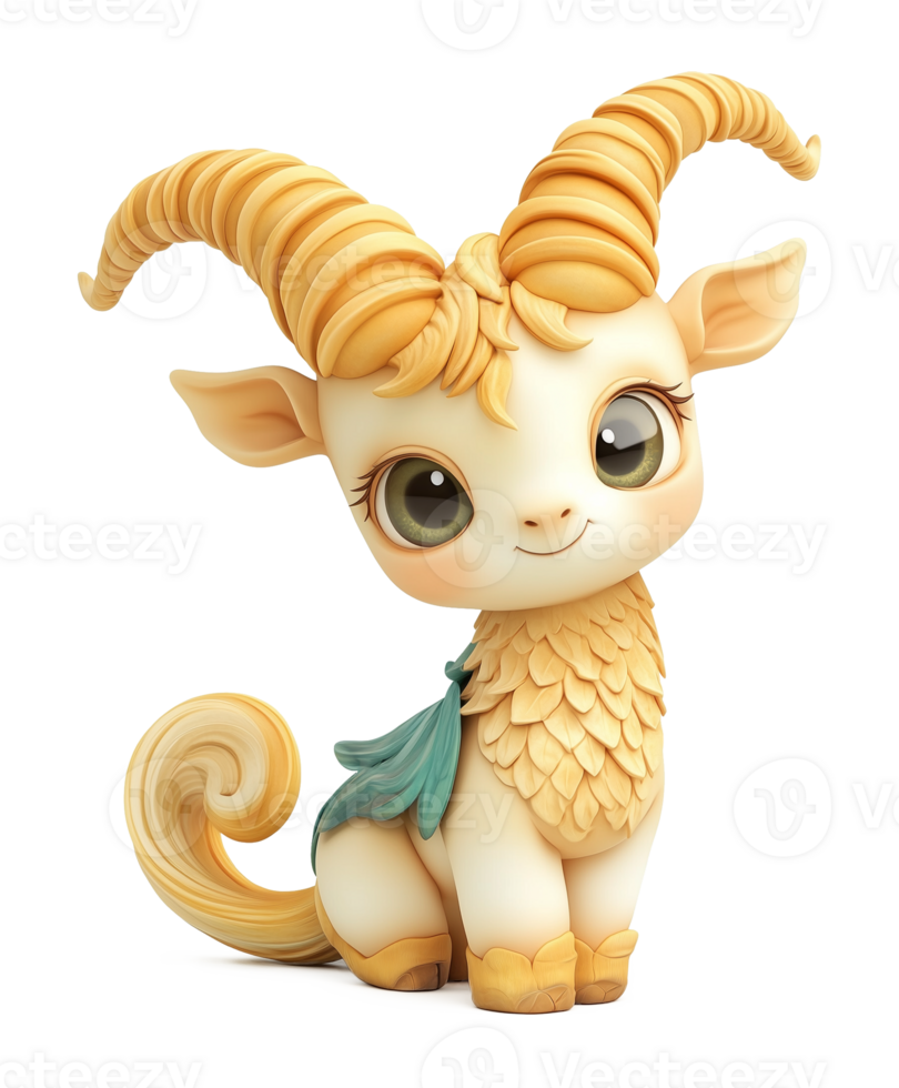 3D Cartoon Capricorn Zodiac Astrological Sign Isolated on Transparent Background png