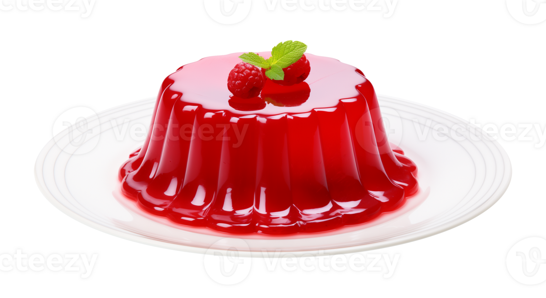 Red Jelly with Raspberry on Top Isolated on Transparent Background png