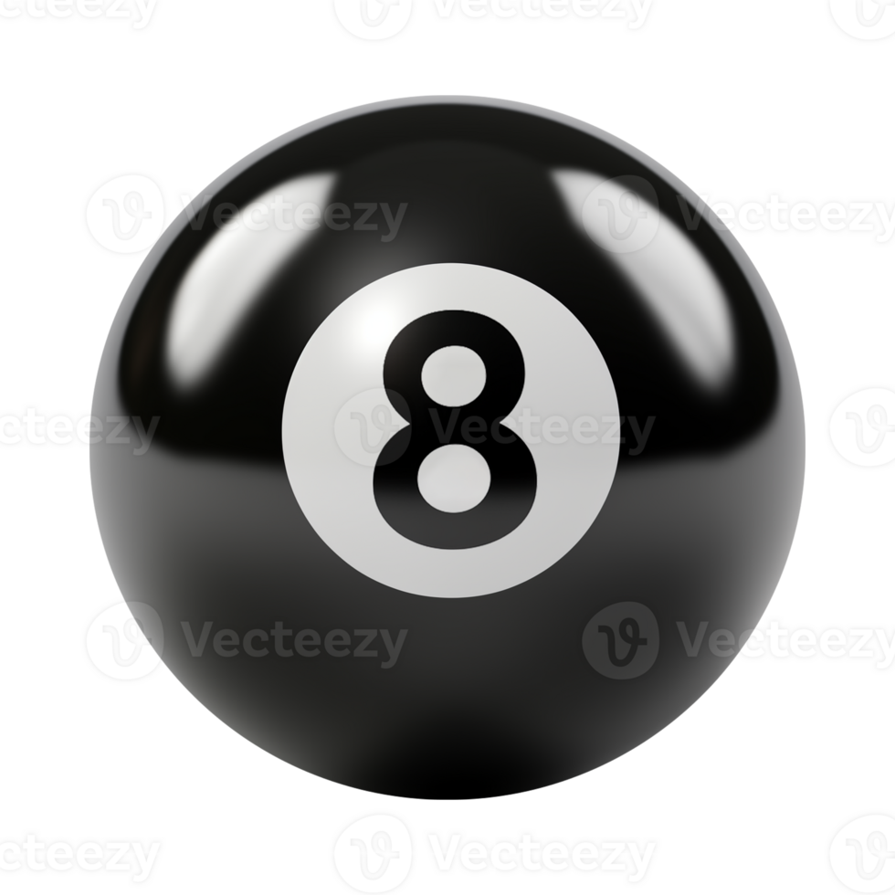 8 Ball Billiard Pool Front View Isolated on Transparent Background png