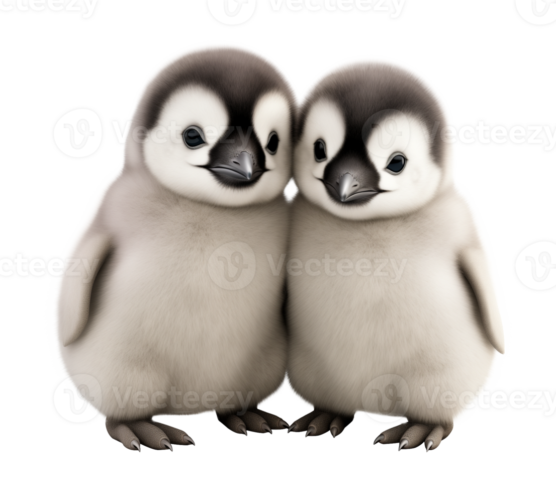 Cute Baby Penguin Couple Isolated on Transparent Background png