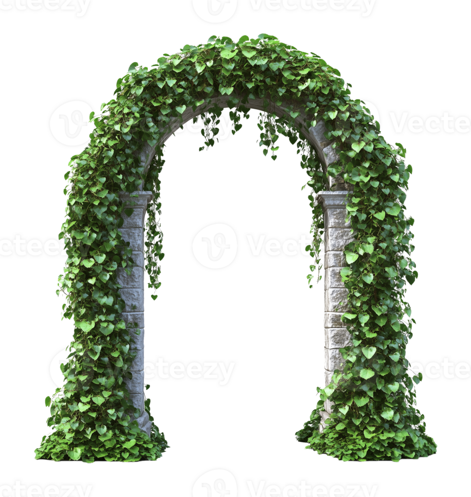 Vine Garden Stone Arch Isolated on Transparent Background png