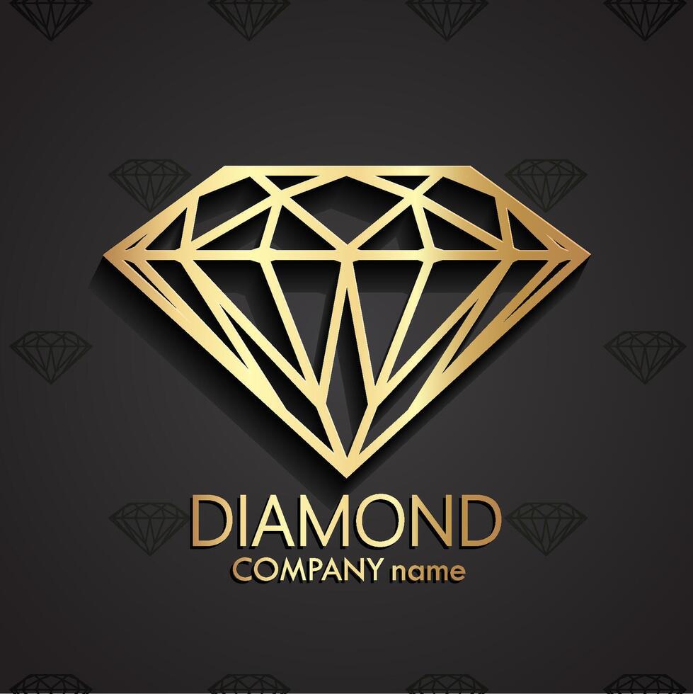 3d diamond shape gold logo vector