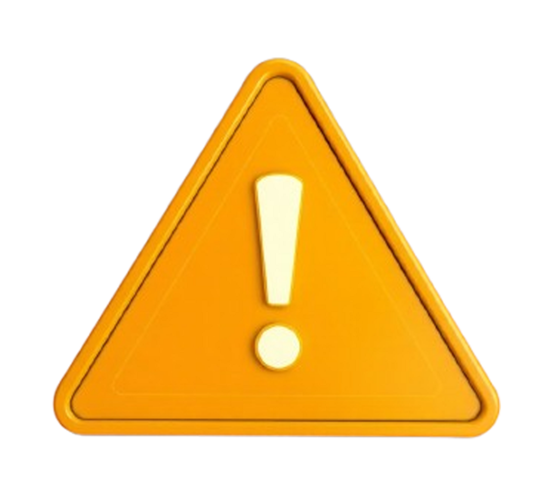 Dynamic 3D Caution Sign Visual, Emphasizing Attention and Safety png