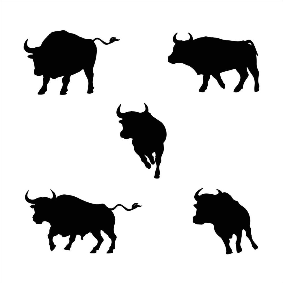Unique Bull Silhouette Collection vector