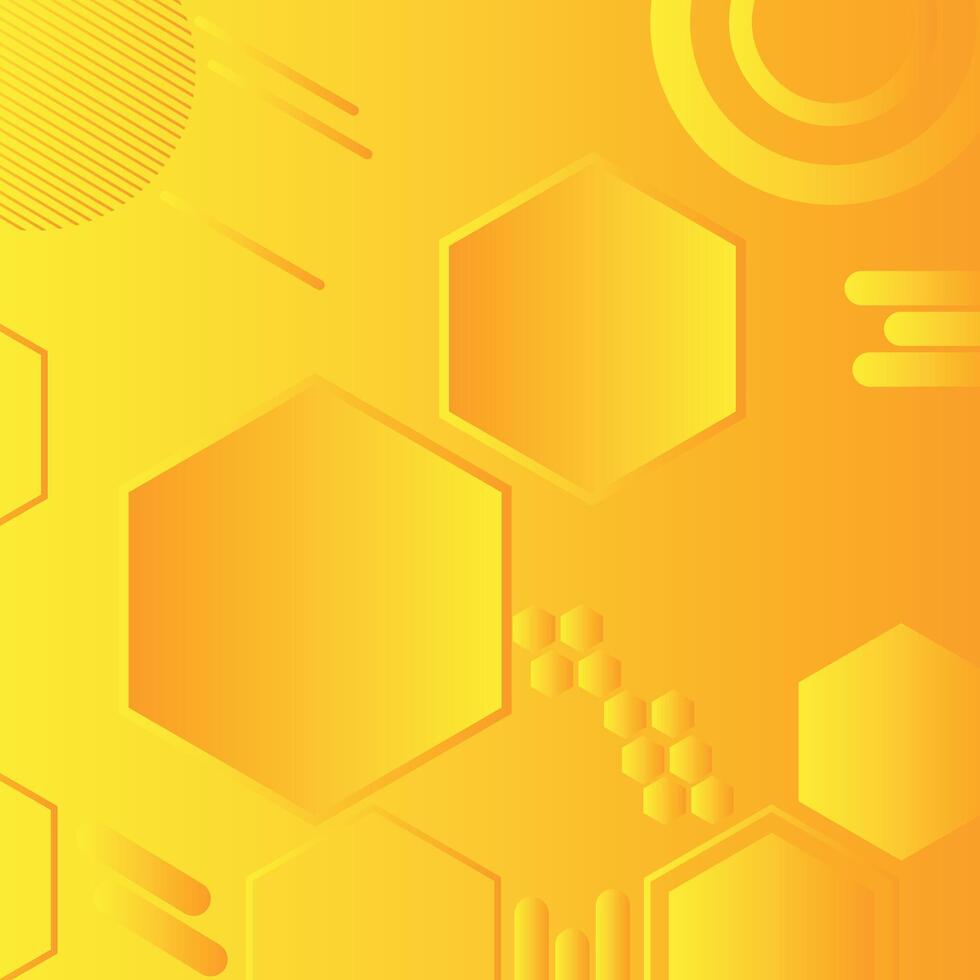 Yellow Honey Hexagon round shape geometric Abstract Background vector