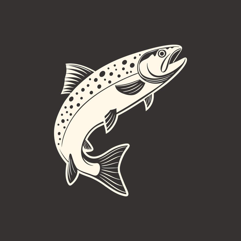 a trout fish on a black background vector