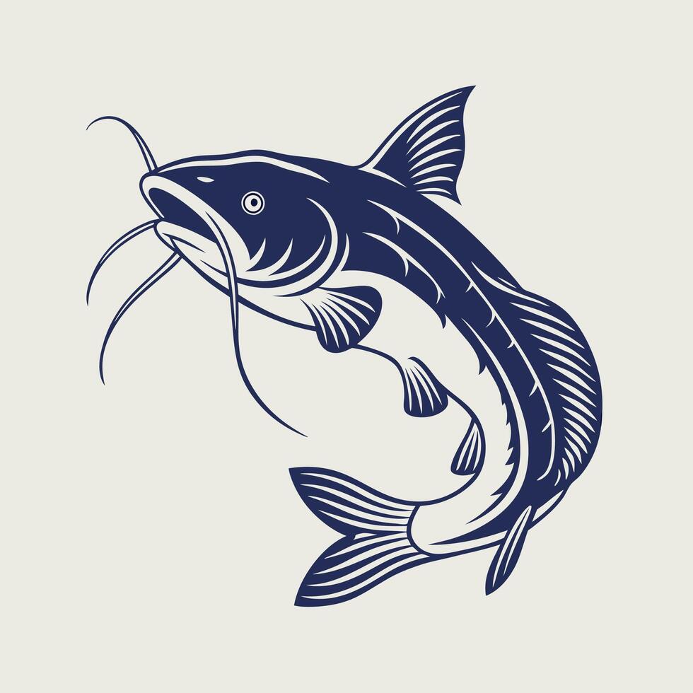 Blue catfish illustration vector