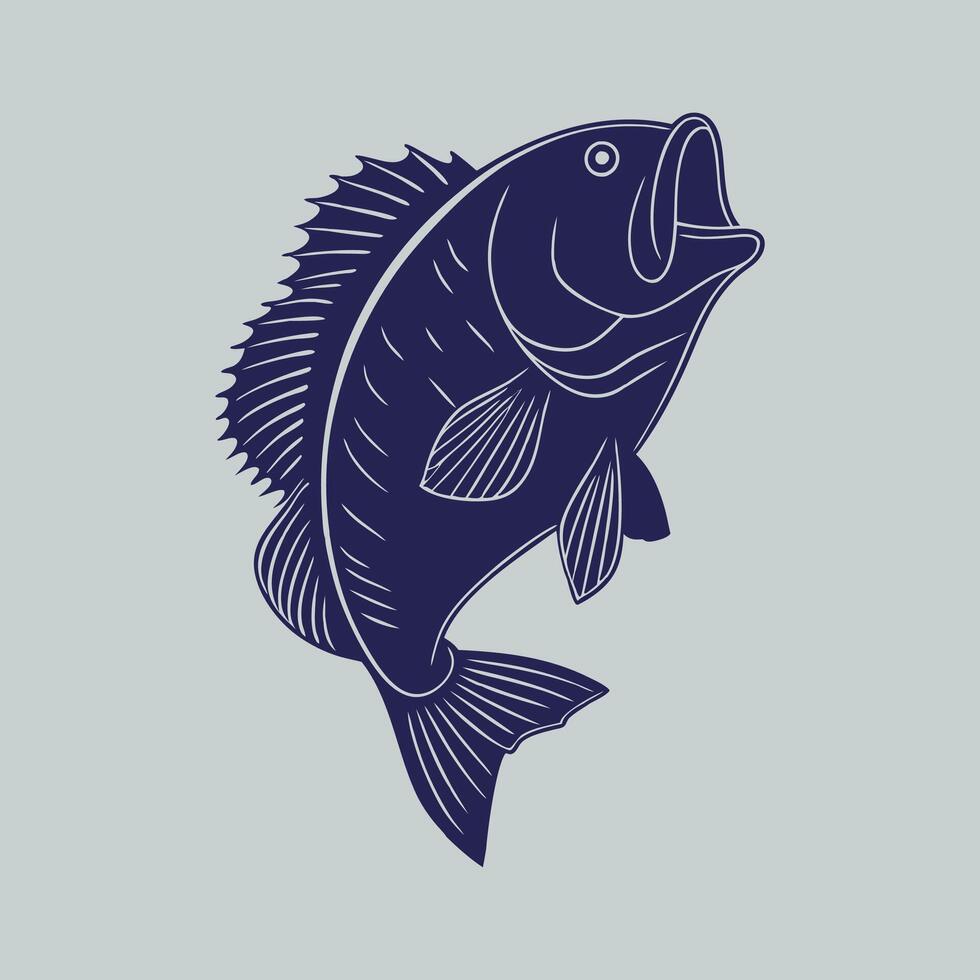 a bass fish with a large mouth and a long tail vector