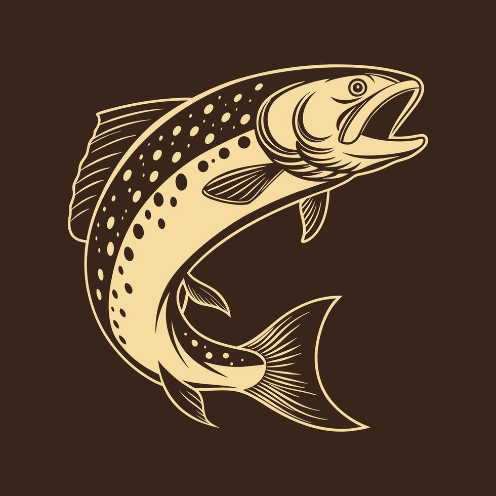a trout fish on a brown background vector