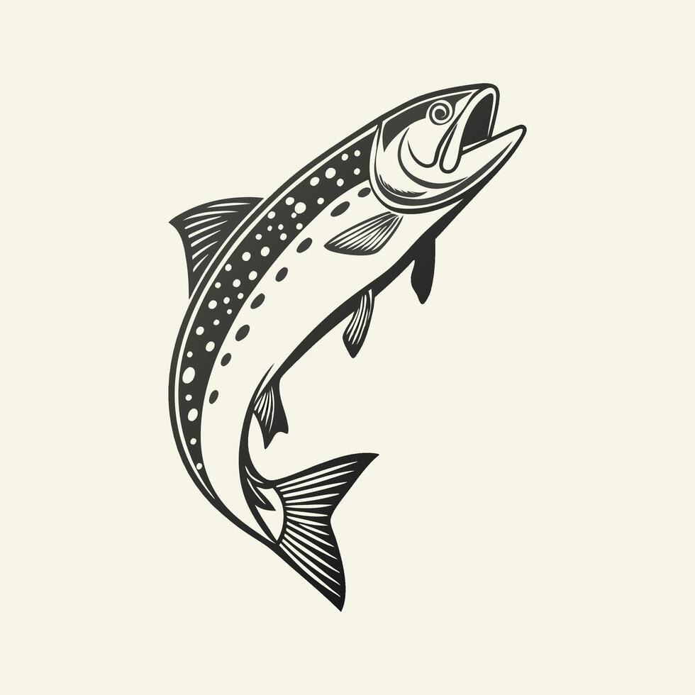 A brook trout jumps vector