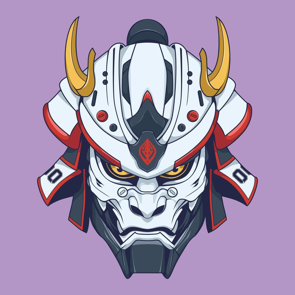 japanese cyber samurai mecha illlustration vector