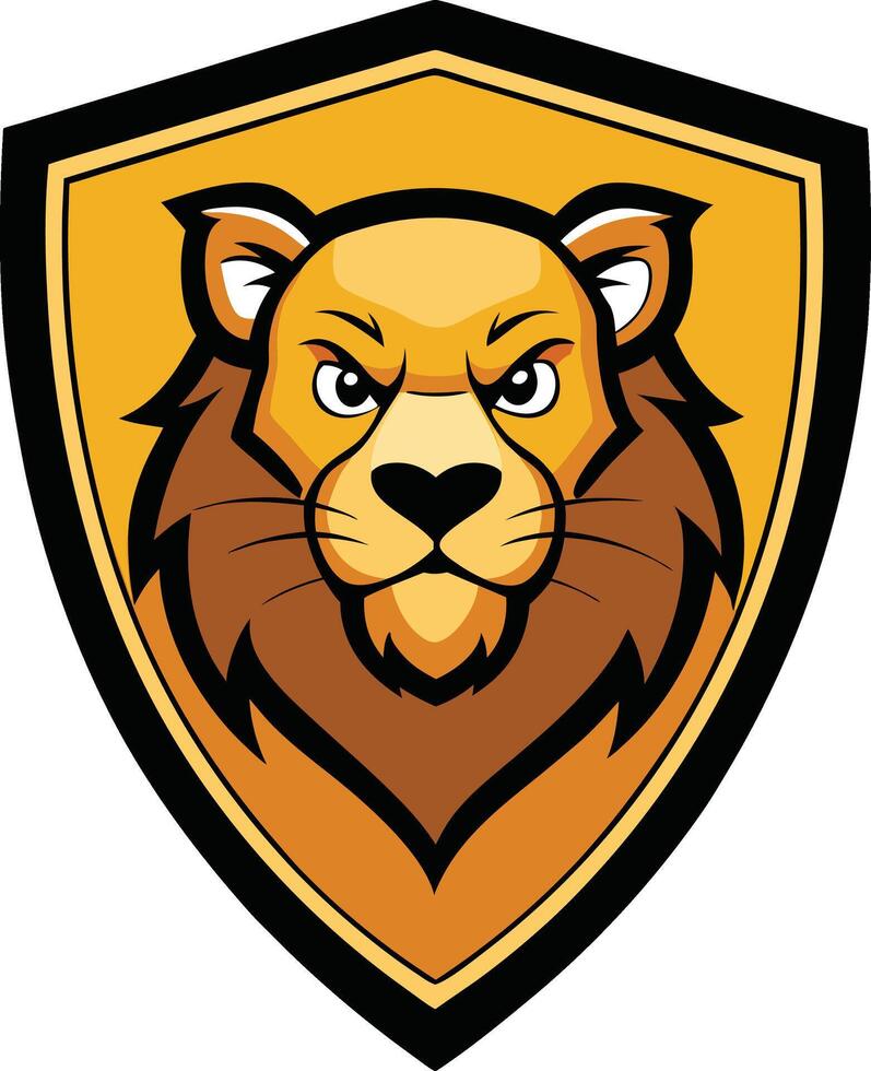 Lion Head Mascot Logo on Shield vector