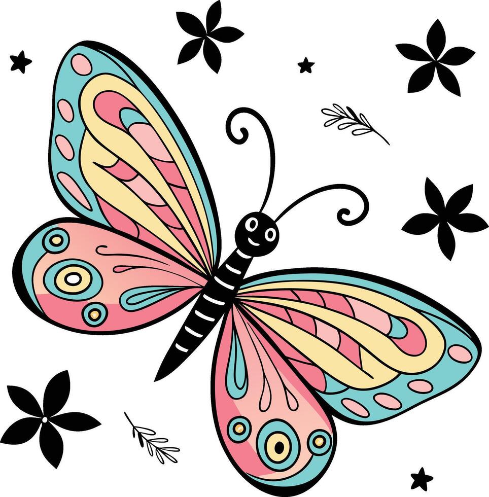 Cheerful pastel Butterfly vector