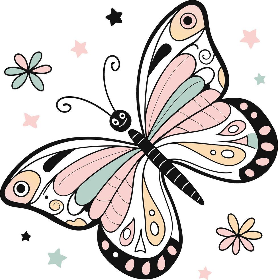 Charming Pastel Butterfly Illustration vector