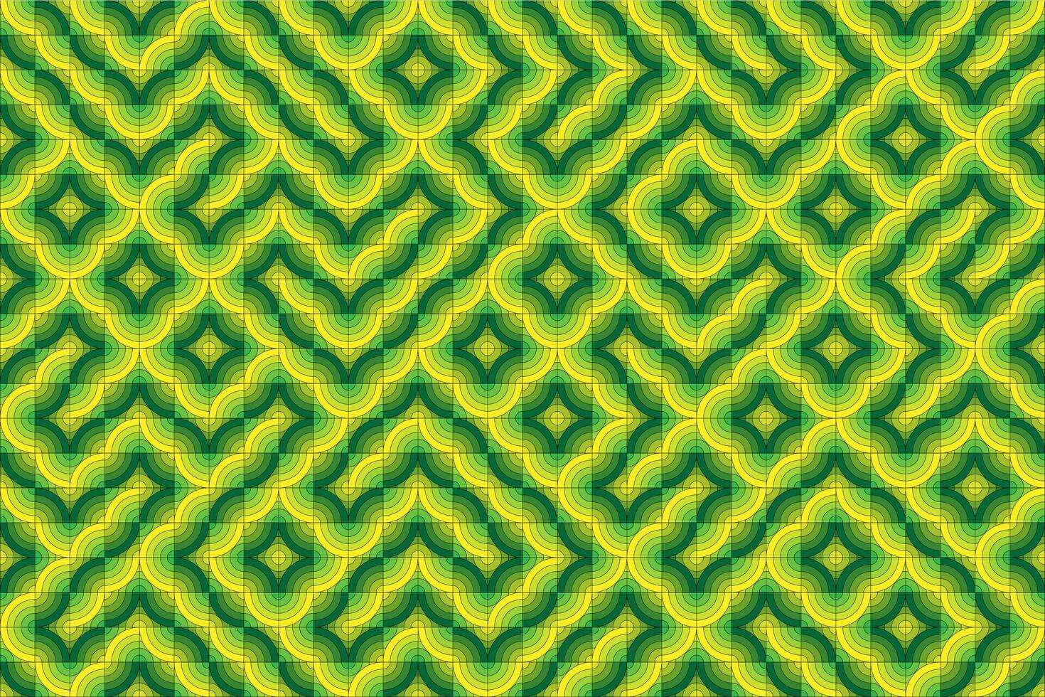 Green and Yellow Retro Wave Pattern with Symmetrical Curves and Abstract Geometric Design vector