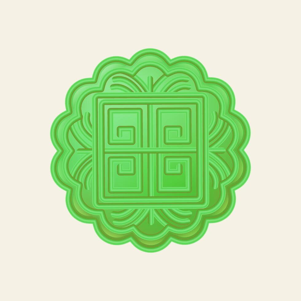 A green chinese coin with a design on it vector
