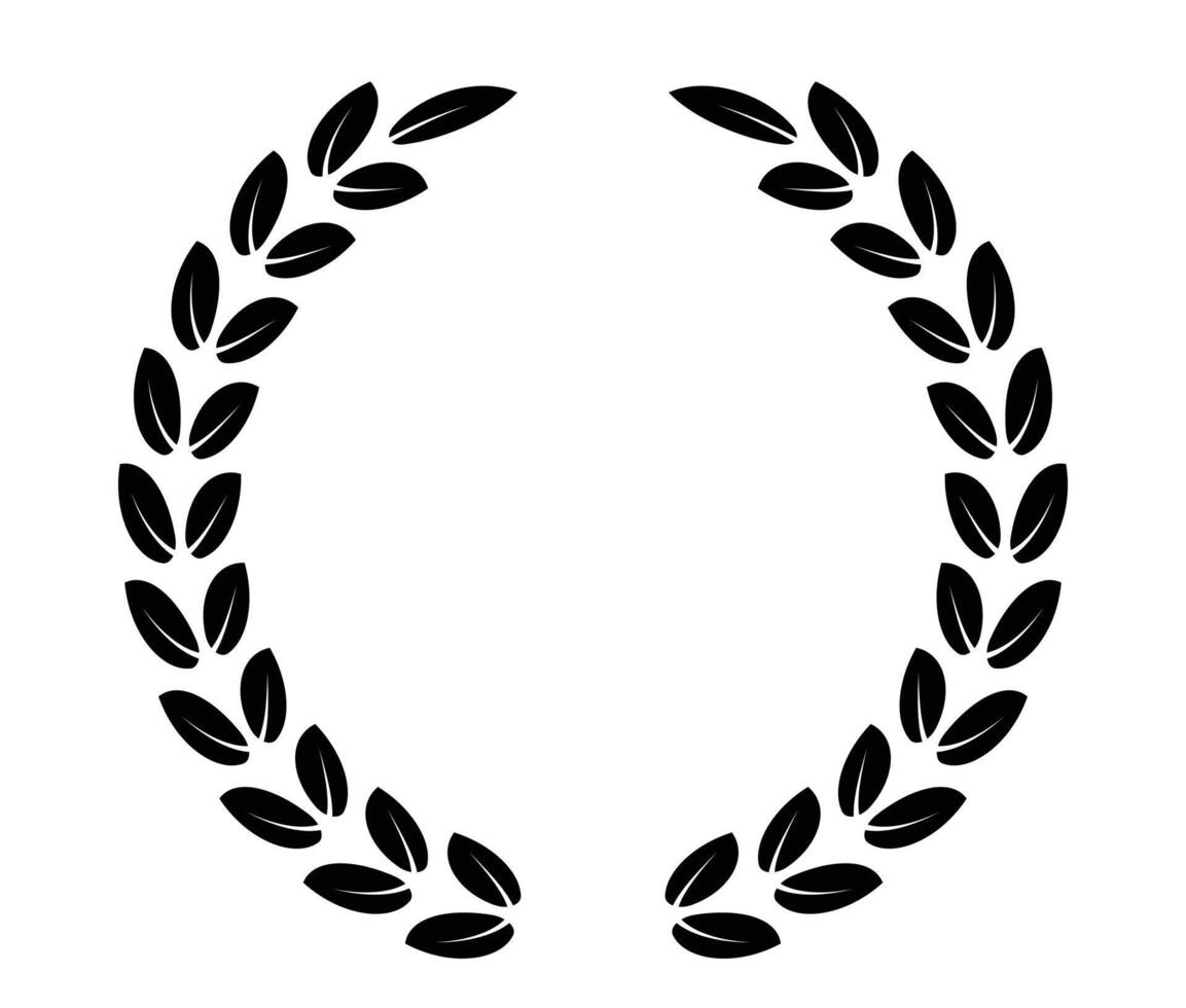 Curved narrow laurel design with leaves vector