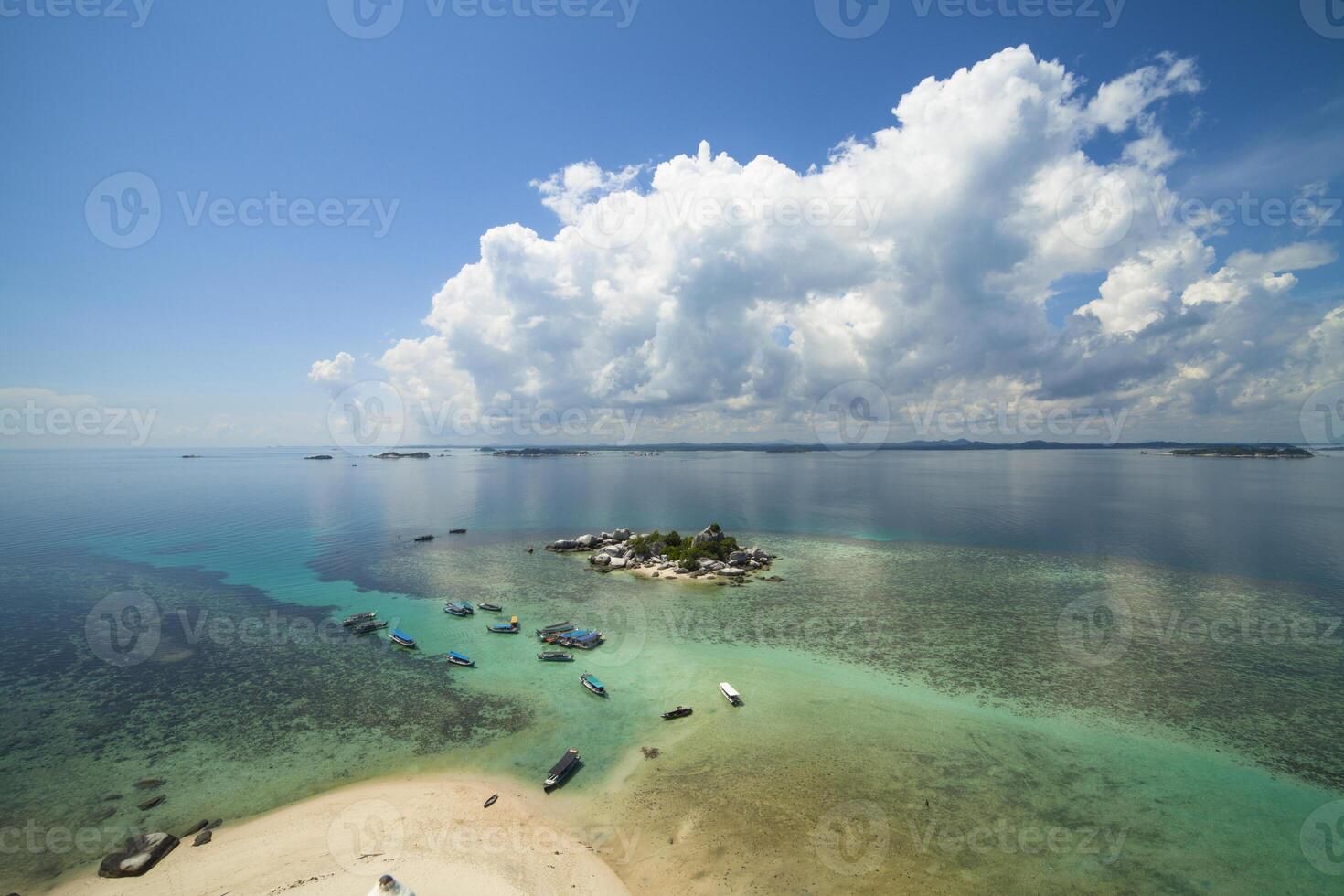 Belitung Beach - the view from the top of lighthouse in Lengkuas Island photo