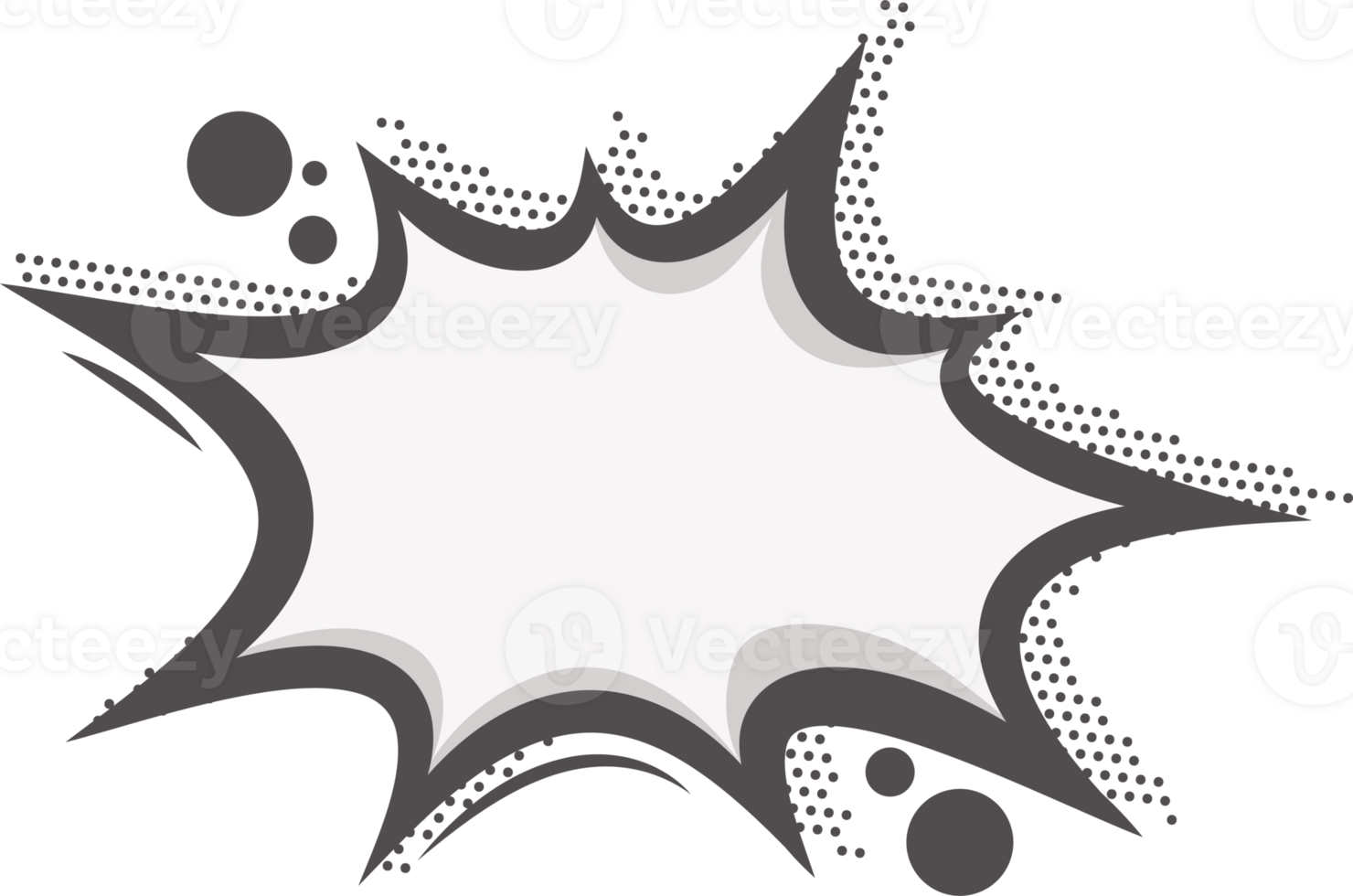 Manga speech bubble. Comic frame with pop art halftone dotted effect. Balloon chat shape for dialog. Cloud for shock shout and scream action messages. Irregular cartoon decoration png