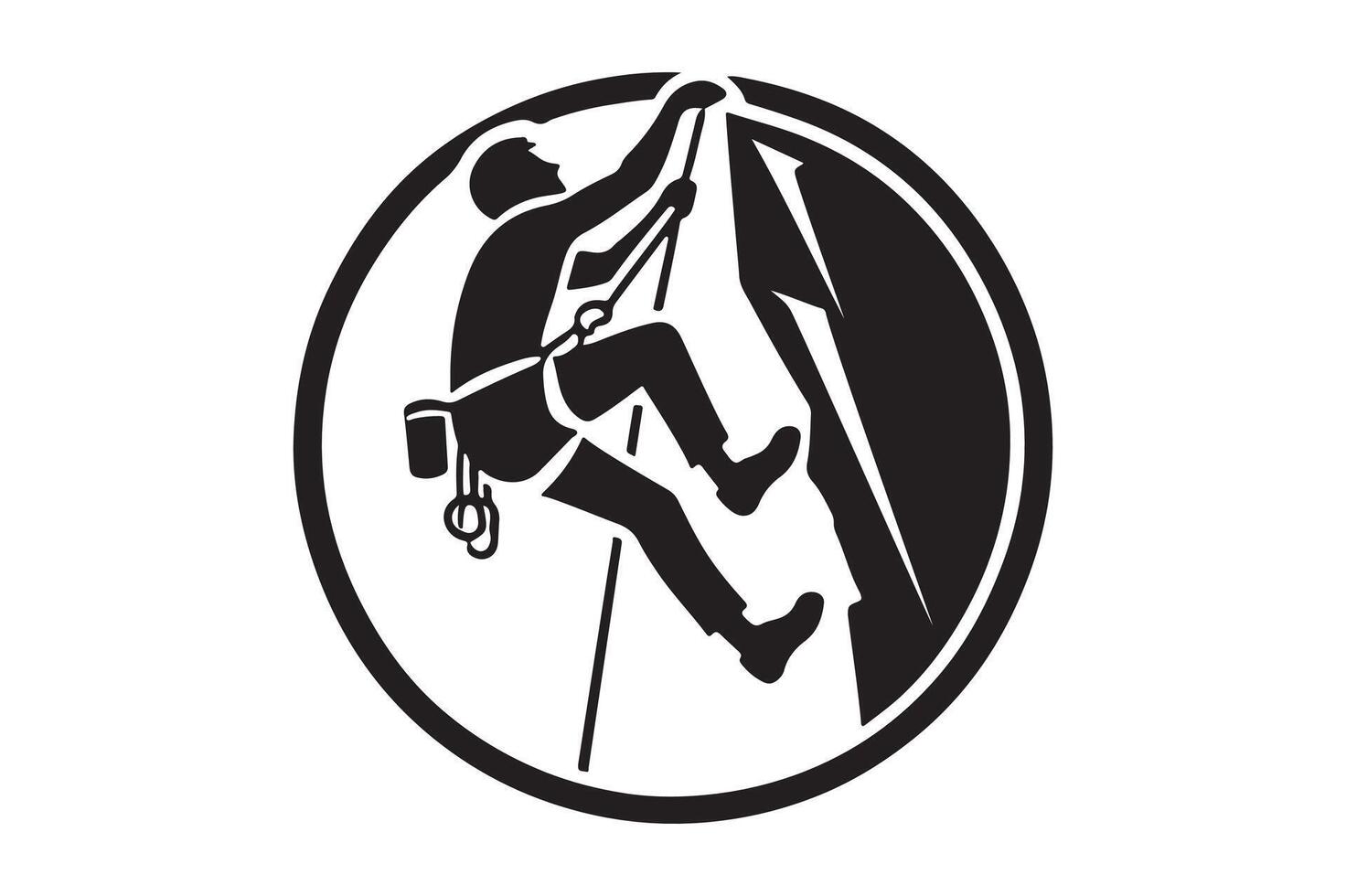 Silhouette of a Climber in Action Minimalist Graphic vector