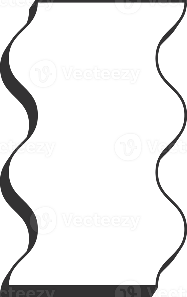 Wavy rectangle frame. Scallop edge box. Squiggle wavy border. Groovy zigzag abstract shape. Cute square aesthetic banner png