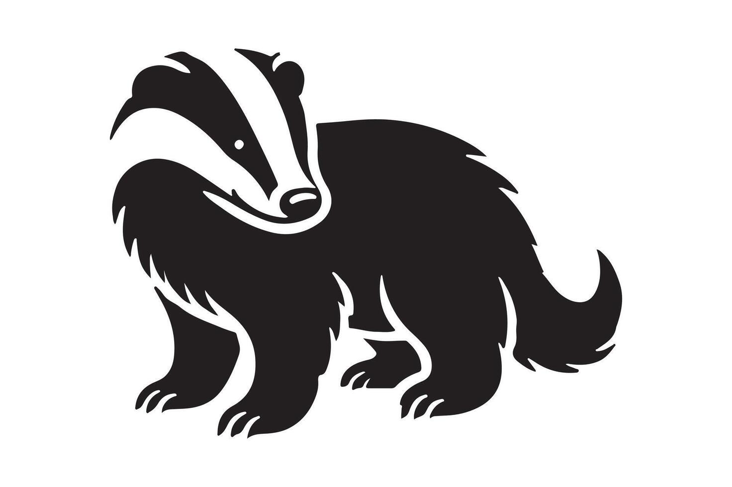 Minimalist Black Silhouette of a Badger Illustration vector