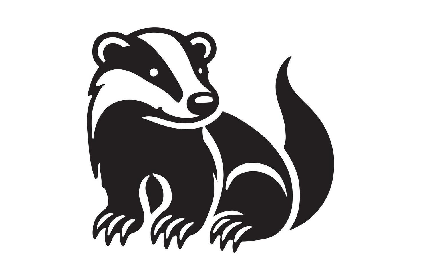 Black Silhouette of a Badger Minimalist Graphic vector