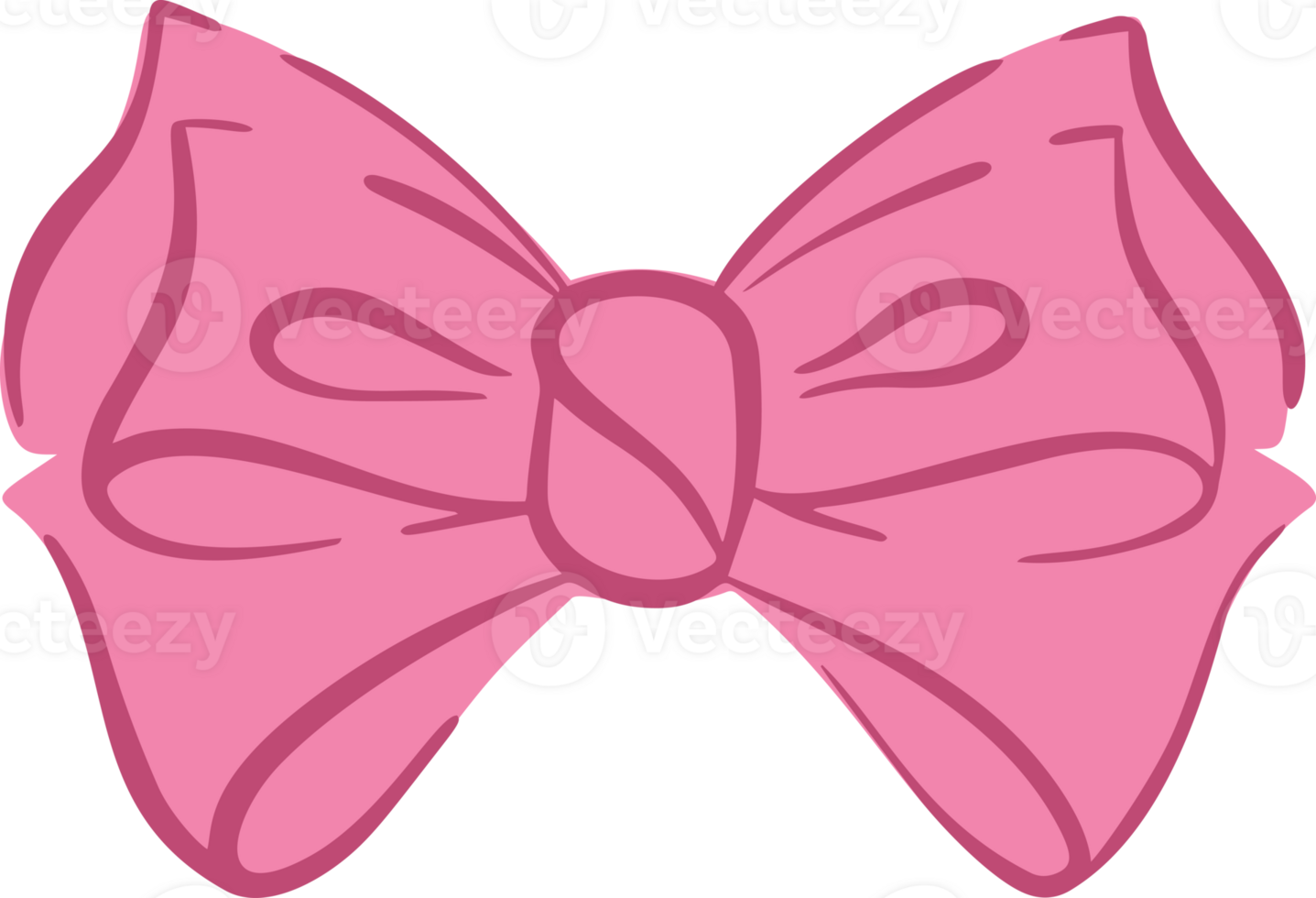 Hair pink ribbon bow illustration. Pink tie with knot for present decoration. Cartoon simple girly drawing of satin romantic accessory. png