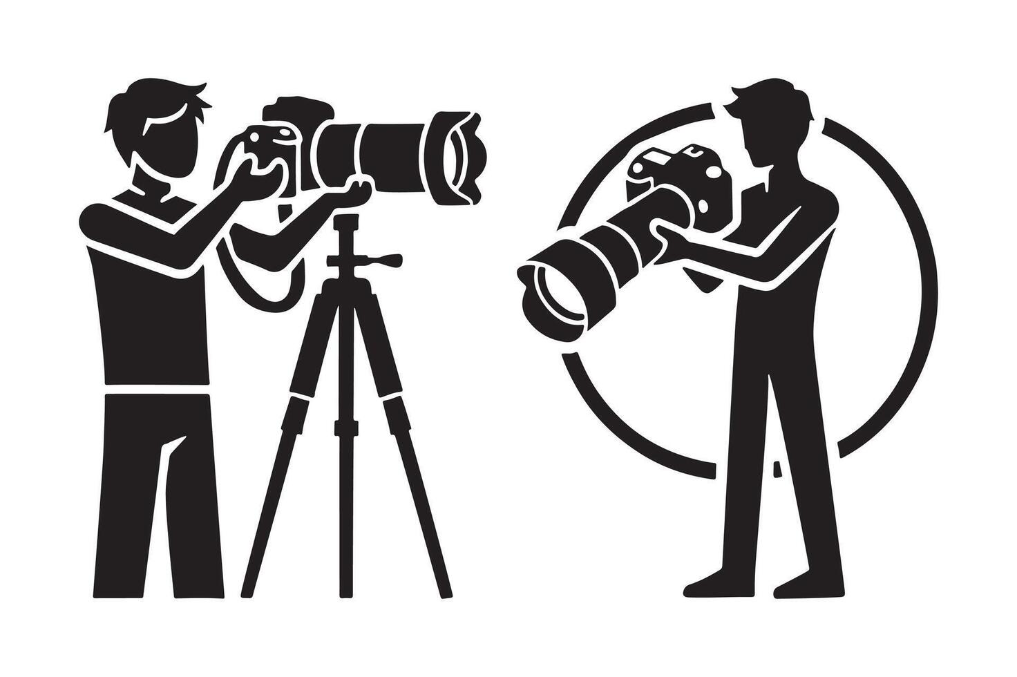 Minimal Silhouette of Photographer in Black Perfect for Logos vector