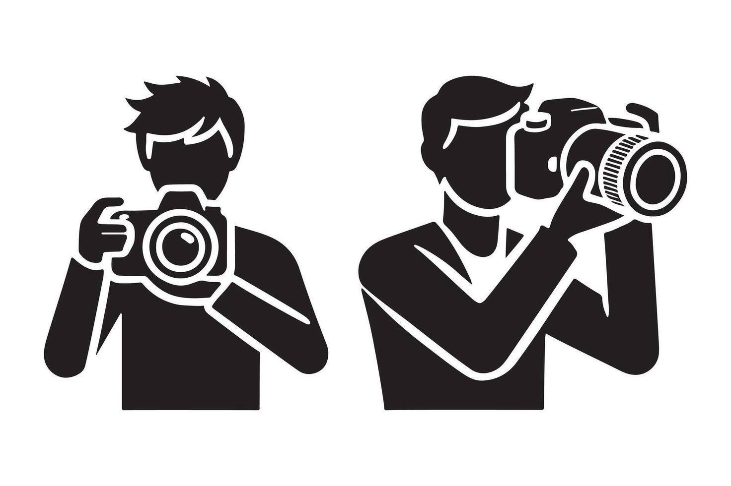 Silhouette of Cameraman with Camera Black Artwork vector