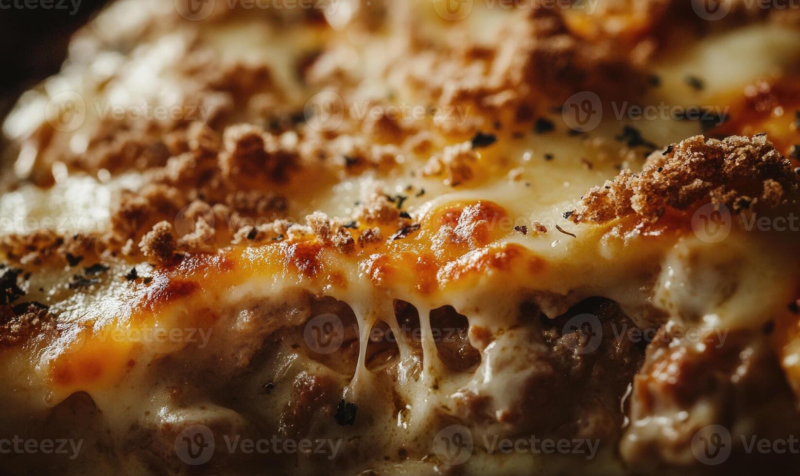 A slice of pizza with cheese and meat toppings photo