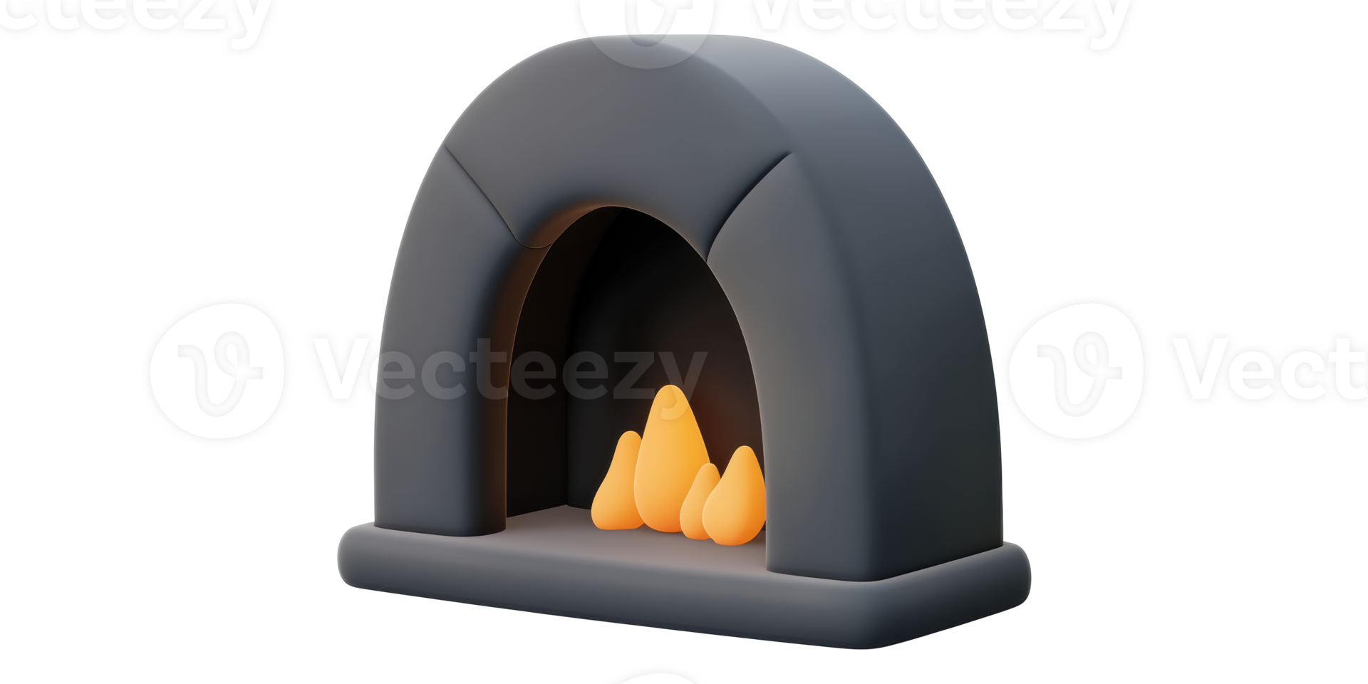 3D Fireplace Illustration Isolated on Transparent Background png