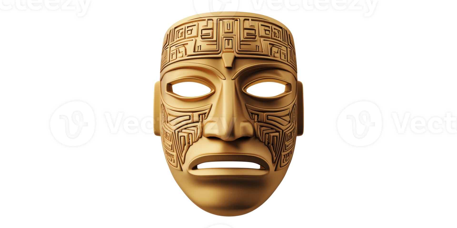 3D Golden Mask Isolated on Transparent Background png