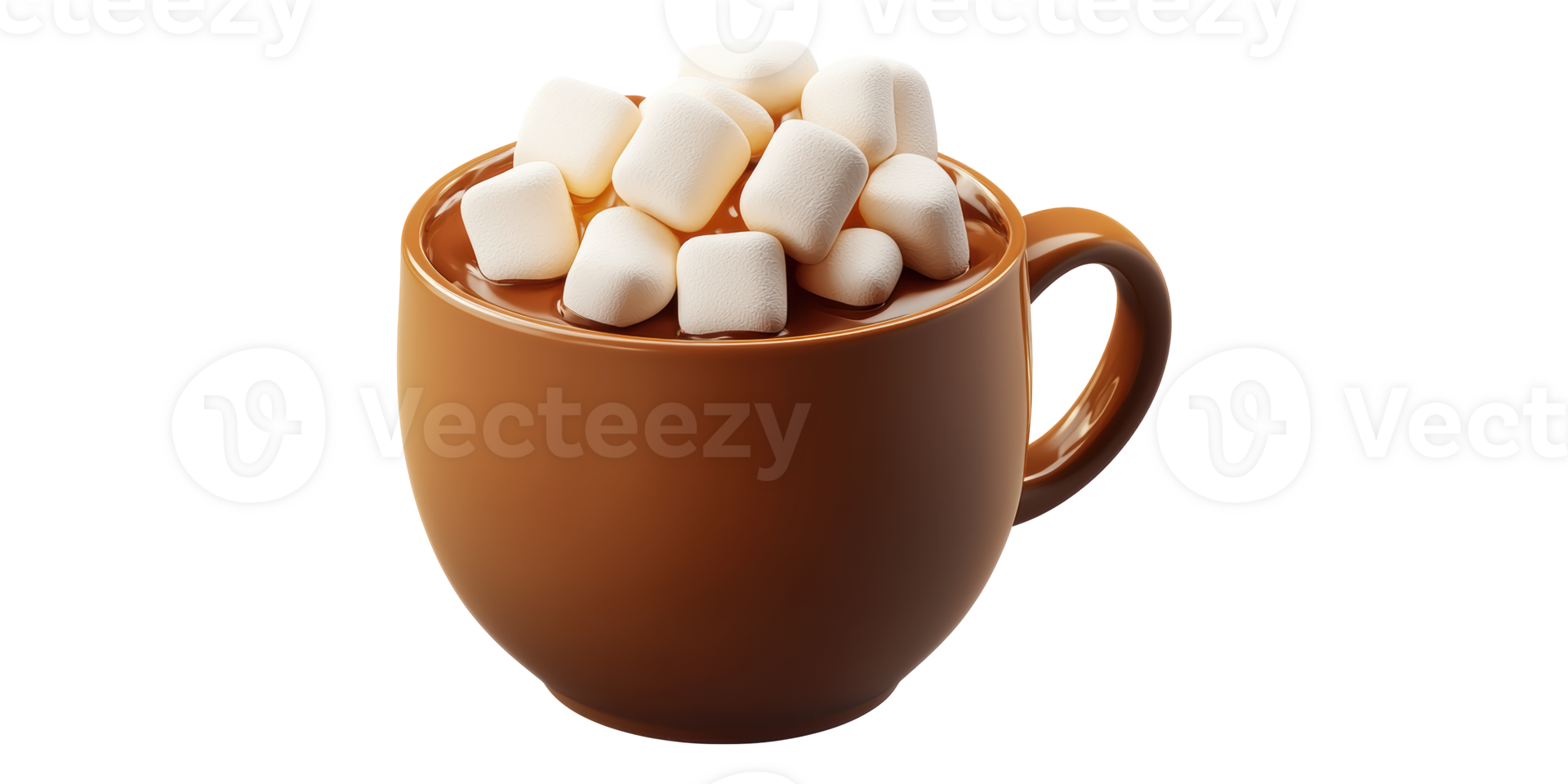 3D Cup With Marshmallows Illustration Isolated on Transparent Background png