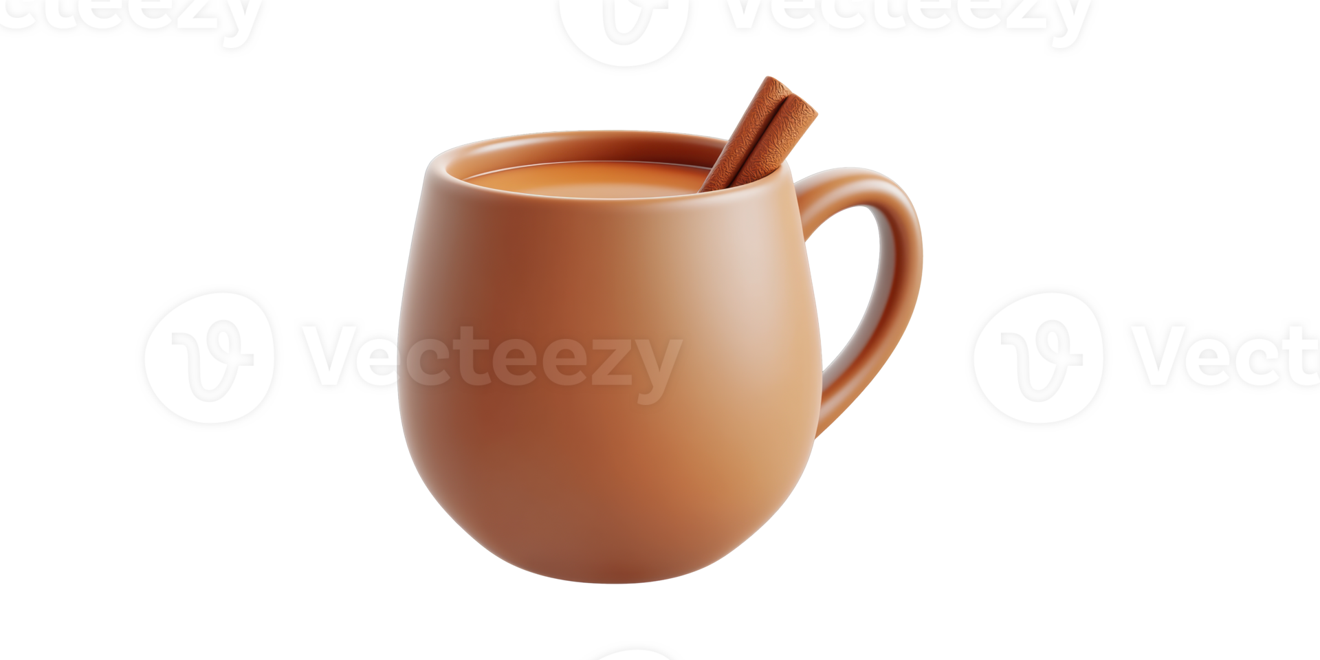 3D Mug With Cinnamon Illustration Isolated on Transparent Background png