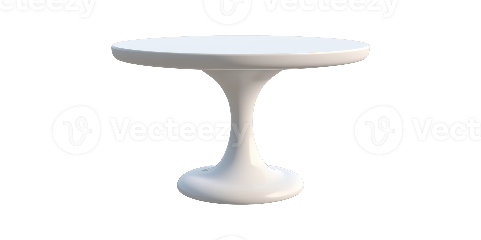3D Circular White Table Isolated on Transparent Background png