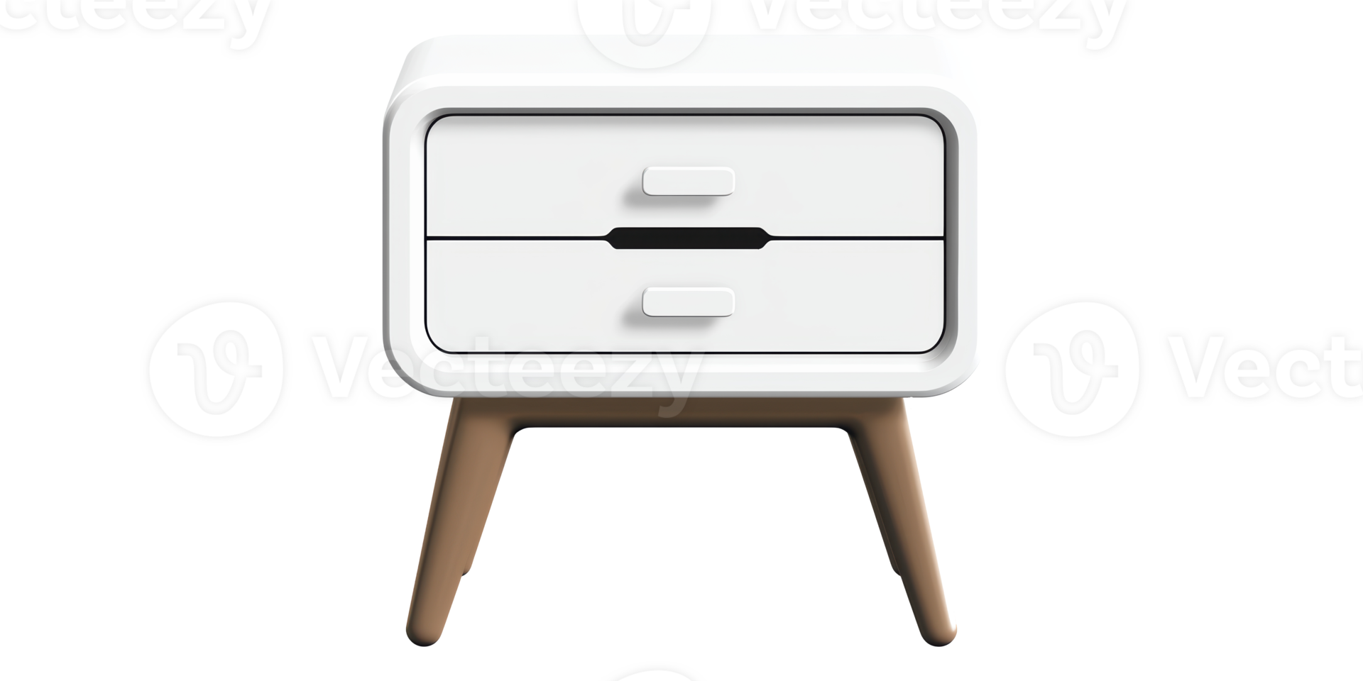 3D White Nightstand With Wooden Legs Isolated on Transparent Background png