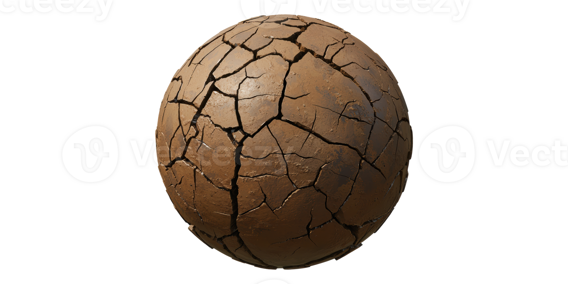 3D Cracked Earth Sphere Illustration Isolated on Transparent Background png