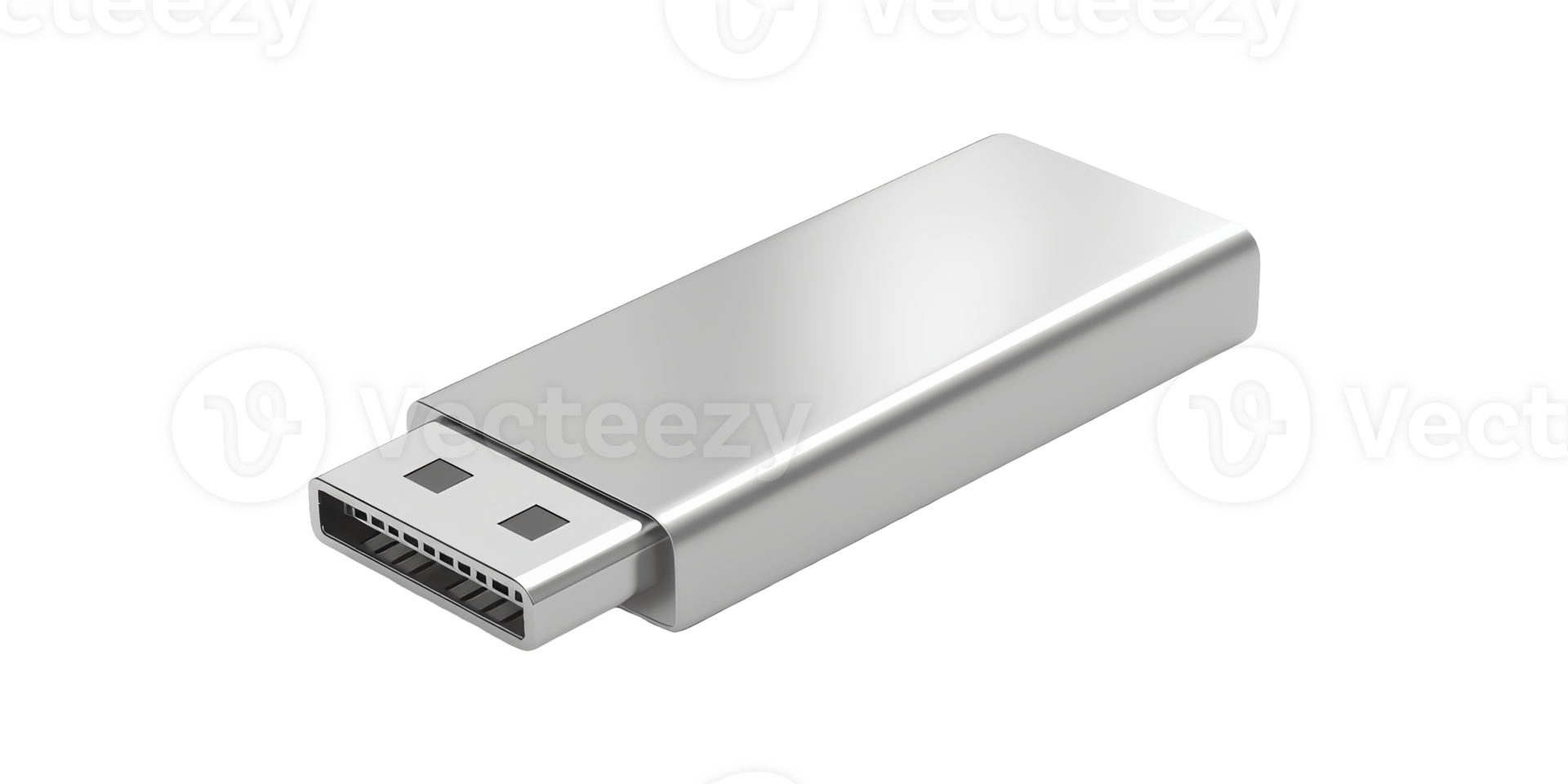 3D Silver USB Drive Isolated on Transparent Background png