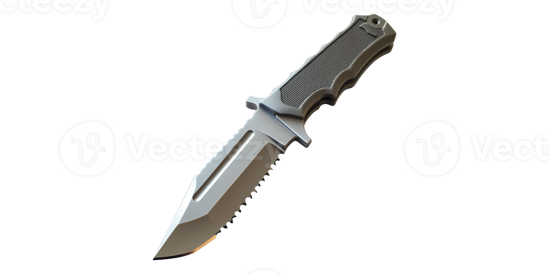 3D Survival Knife With Serrated Blade Isolated on Transparent Background png