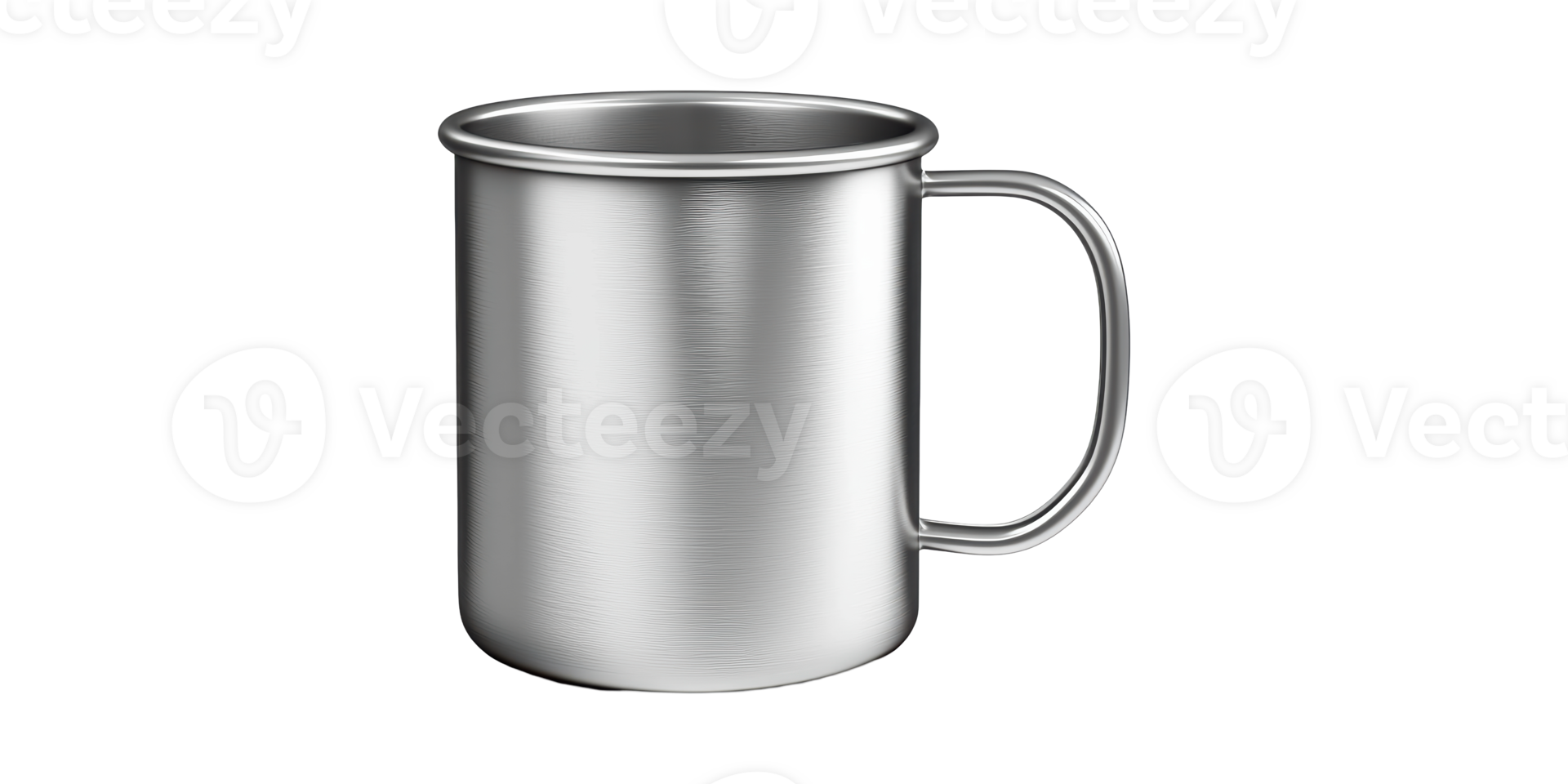 3D Metal Mug With Handle Isolated on Transparent Background png