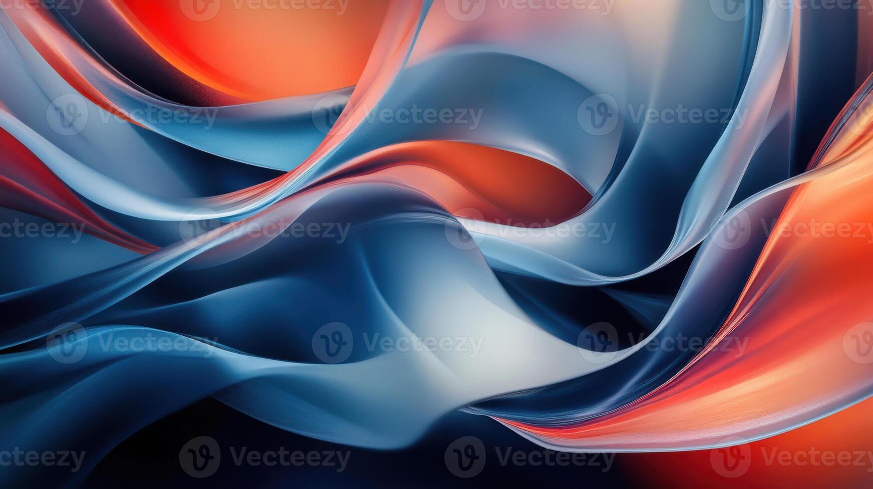 Abstract dynamic waves of gold and purple light on black background photo
