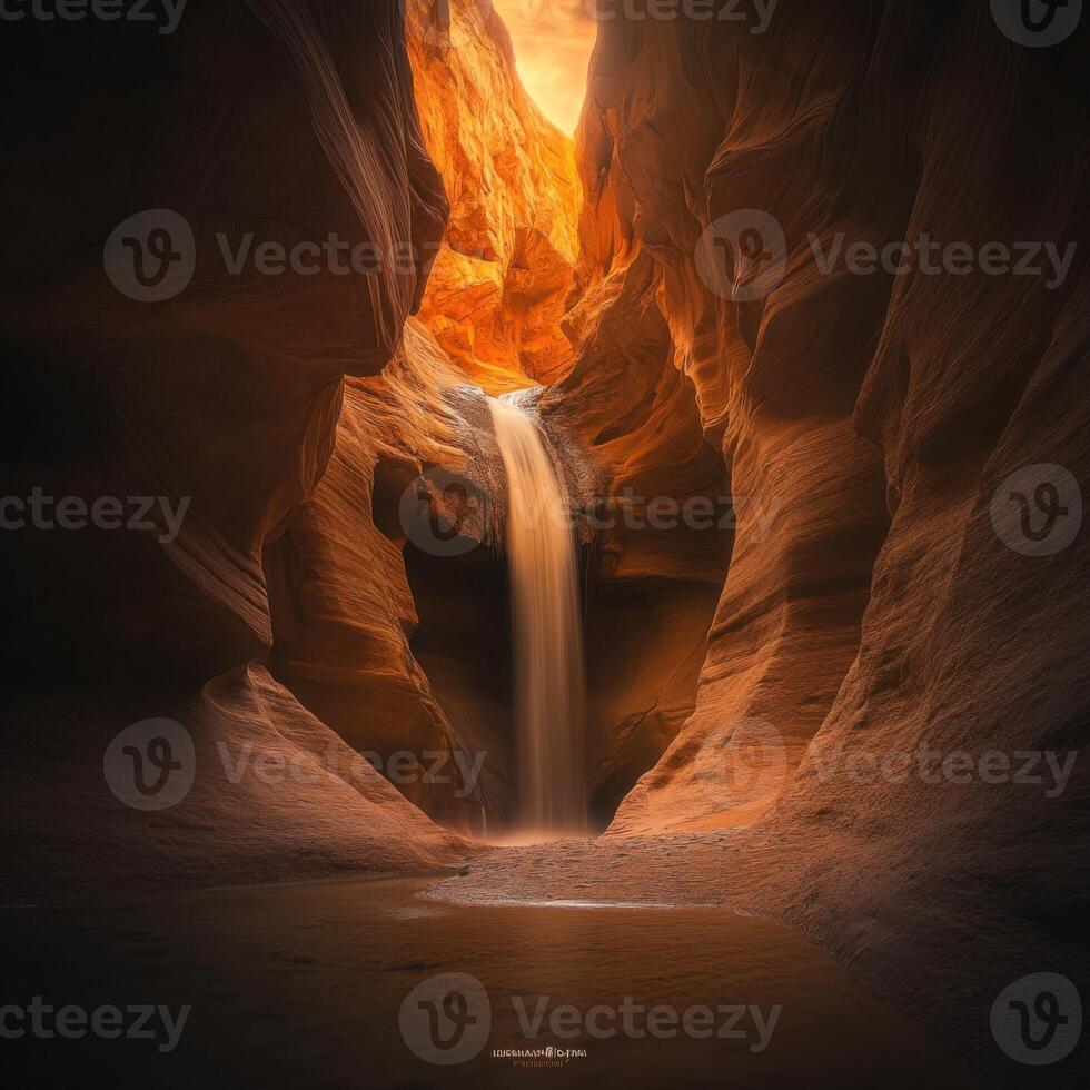 Stunning Waterfall Cascading Through a Narrow Canyon photo